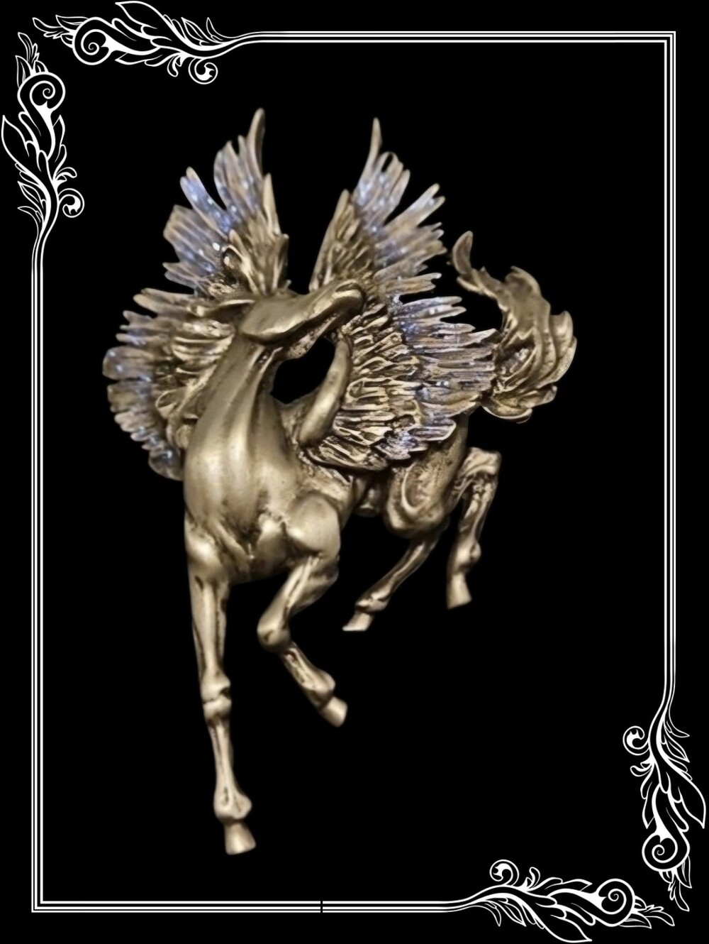 Vintage 1980 JJ Jonette Jewelry Pewter Purpke Glitter Pegasus Horse Brooch